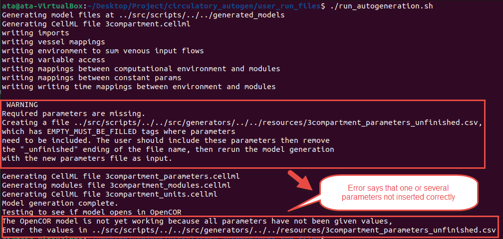 Error in parameter file