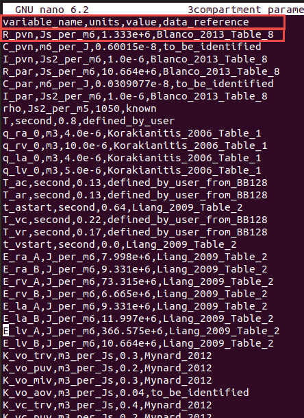 Example of parameter file